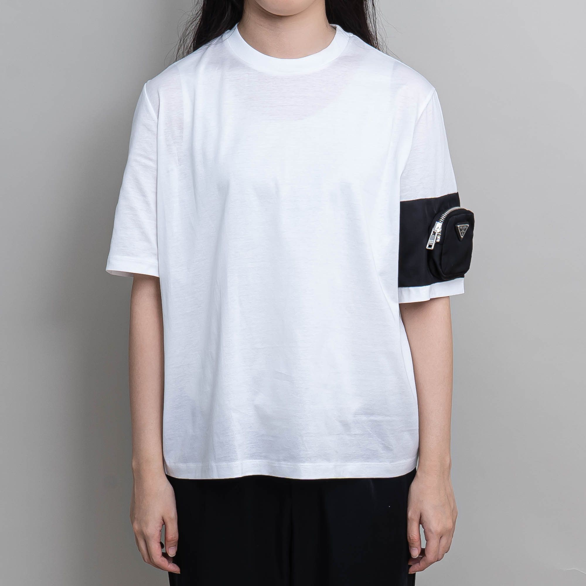 関税込PRADA 2020AW トライアングルロゴポーチ Tシャツ コットン ...