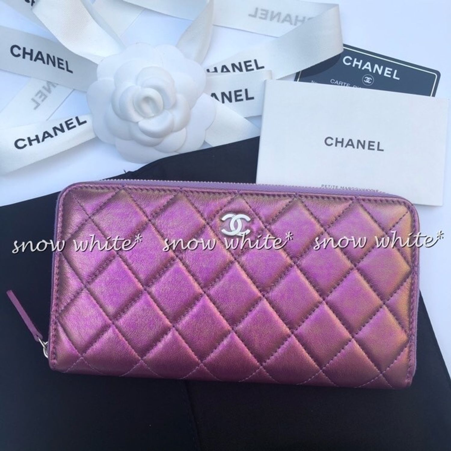 明日着 限定 光沢 パープル 紫 Zip マトラッセ 長財布 Chanel Chanel 長財布 Ap0242 Buyma