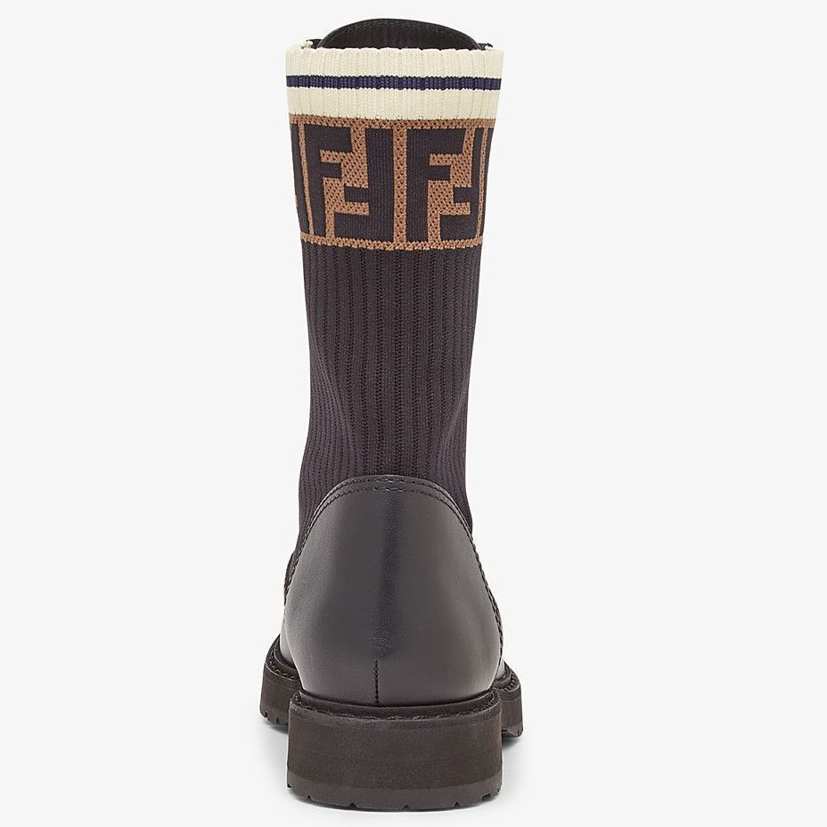 FENDI】FF モチーフ☆レザー コンバットブーツ Green Black (FENDI FENDI】FF モチーフ☆レザー コンバットブーツ Green Black (FENDI
