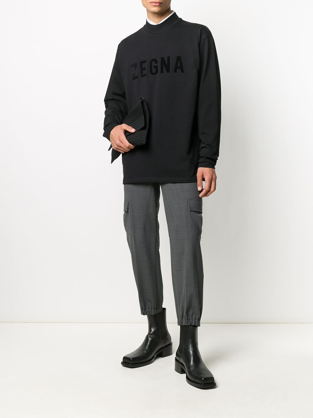 FEAR OF GOD x ZEGNA | OVERSIZED LOGO L/S T-SHIRT Tシャツ 黒 ...