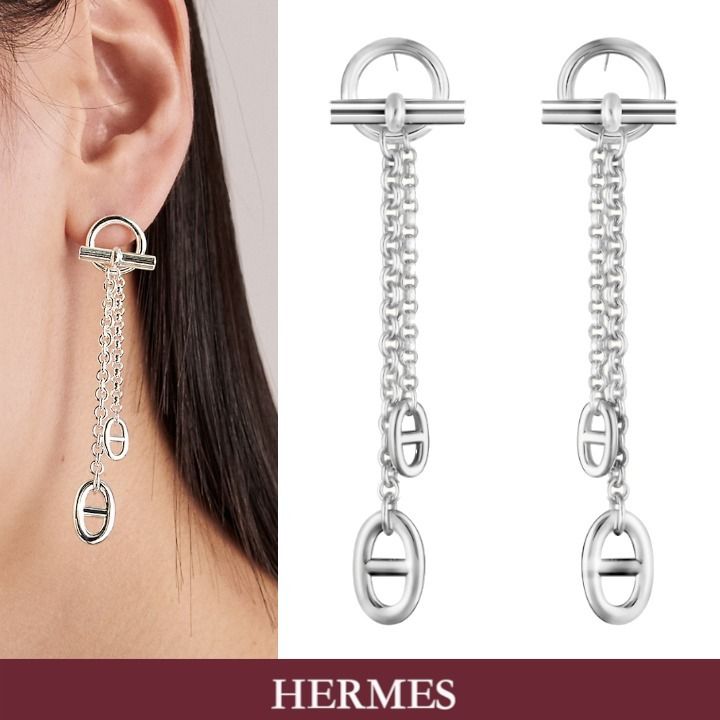 新品 HERMES エルメス ファランドールピアス シルバー