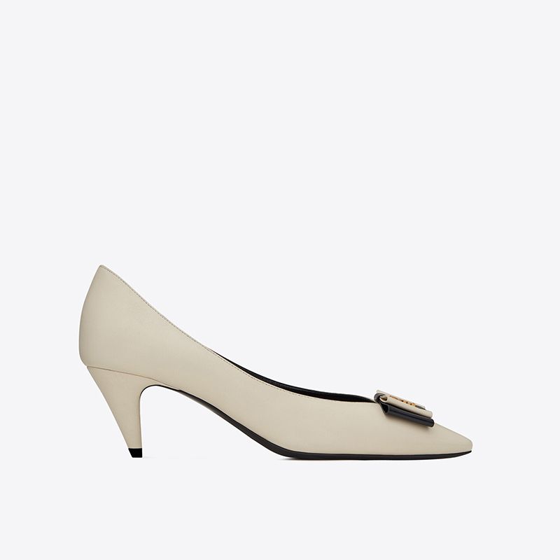 ◇Saint Laurent 20AW 最新◇ロゴ付リボンバックルパンプス◇2色