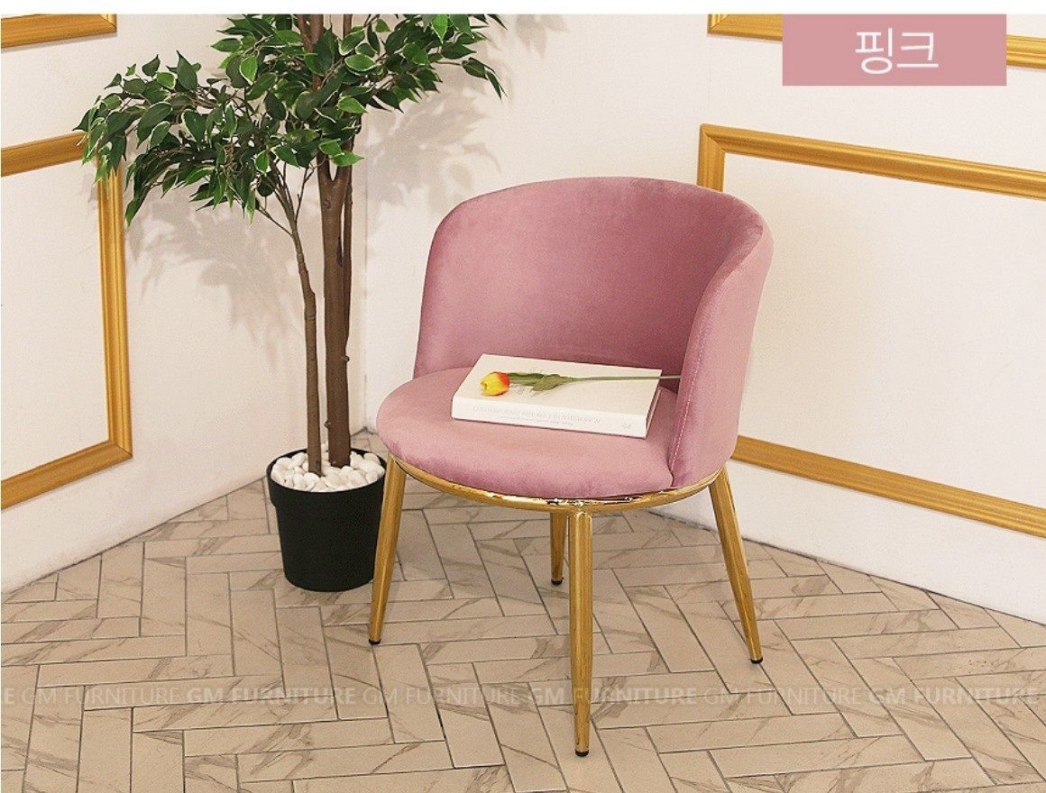 [韓国家具] ゴールド ベルベット チェア 化粧台 椅子 2色 韓国家具] ベルベット ゴールド インテリアデザイン チェア2色