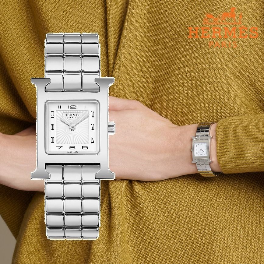 エルメス 腕時計《Hウォッチ》PM 白文字盤 21×21mm 新作 (HERMES 【楽天カード分割】 エルメス レディース 腕時計 《Hウォッチ》 21×21 mm 腕時計(アナログ)