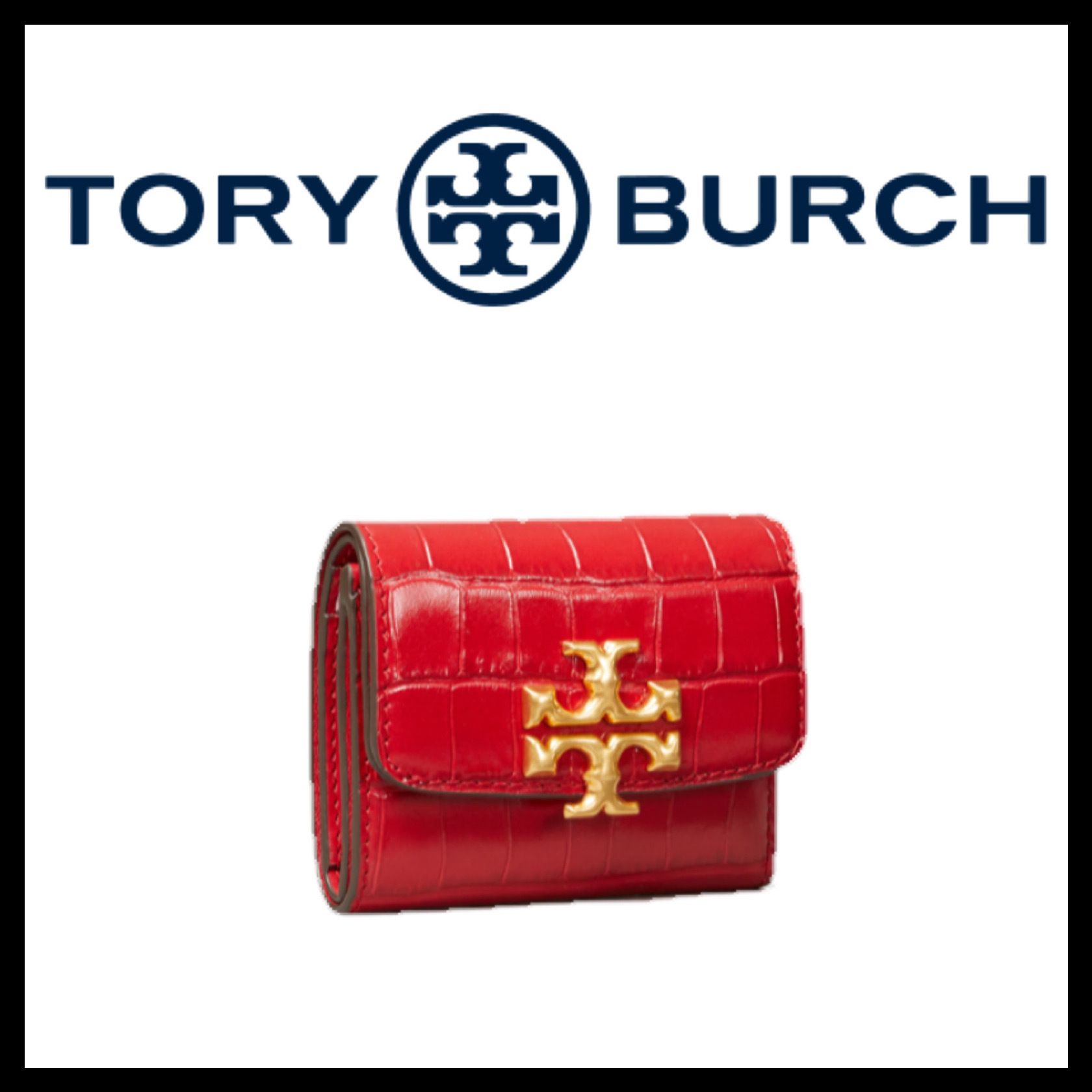 Tory Burch★上品なクロコ型エレノア三つ折り財布ミニウォレット
