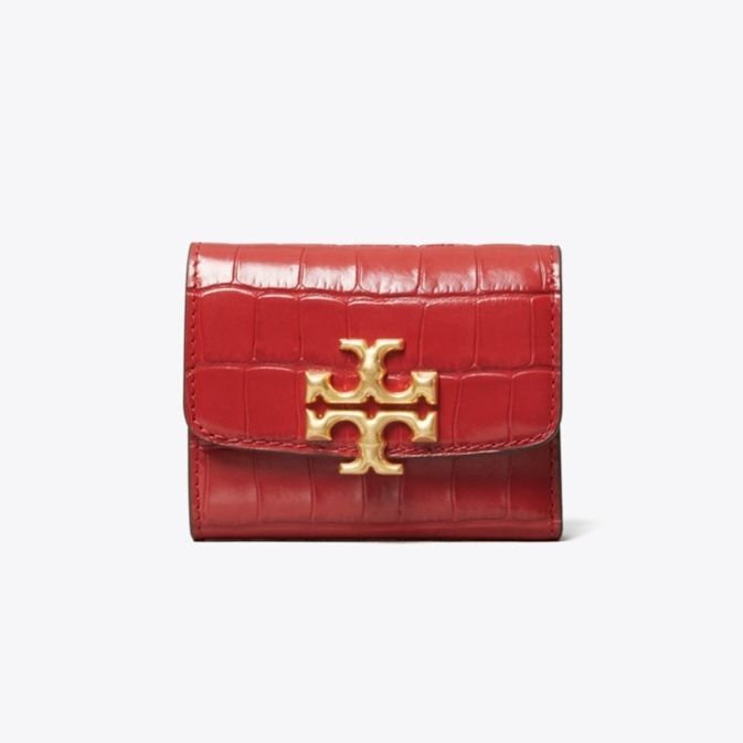 Tory Burch★上品なクロコ型エレノア三つ折り財布ミニウォレット