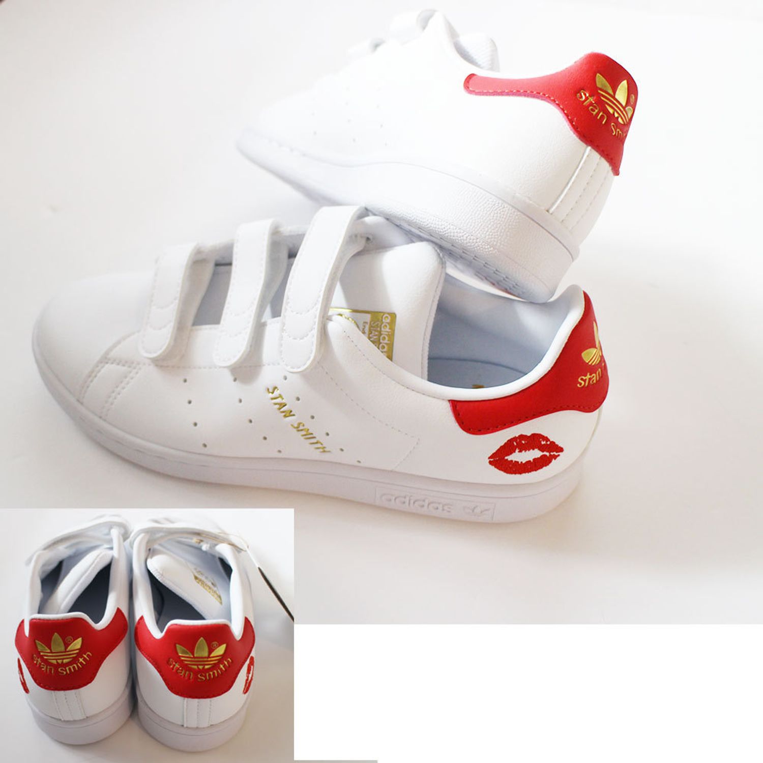 国内発 Adidas Stan Smith ベルクロ ゴールドロゴに赤リップ Adidas スニーカー S Buyma