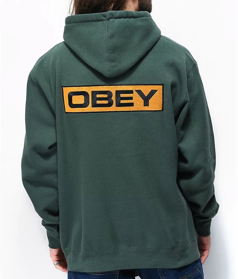 関税・送料込み】OBEY☆ロゴ入りグリーンパーカー フーディー (OBEY 関税・送料込み】OBEY☆ロゴ入りグリーンパーカー フーディー (OBEY