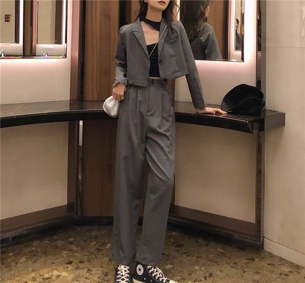 パンツスーツ クロップド丈ジャケット ハイウエストパンツ 正規取扱店舗 セットアップ ハイウエストパンツ クロップドジャケット パンツスーツ上下