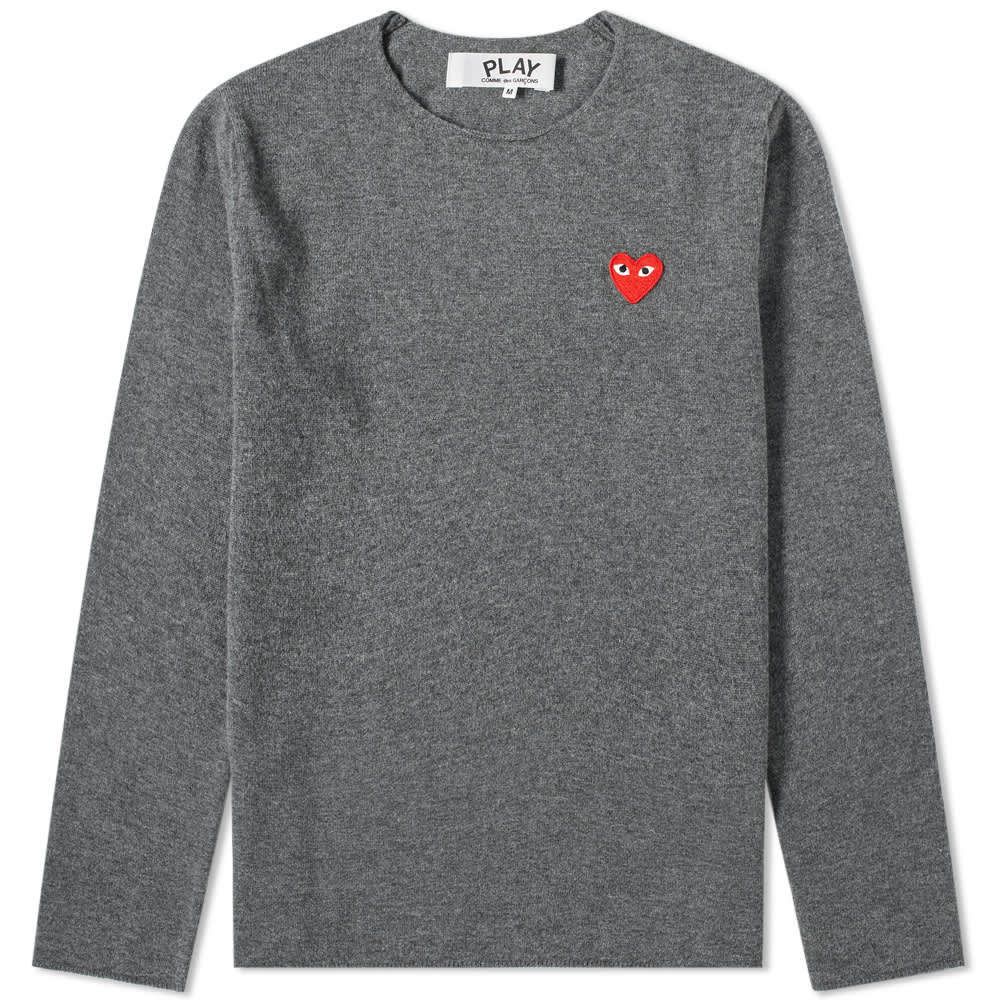 関送込☆PLAY COMME des GARCONS☆大人気クルーネックロゴニット (PLAY 売り出しクーポン 美品★COMME des GARÇONS★CDGロゴプリント クルーネックニット ニット/セーター