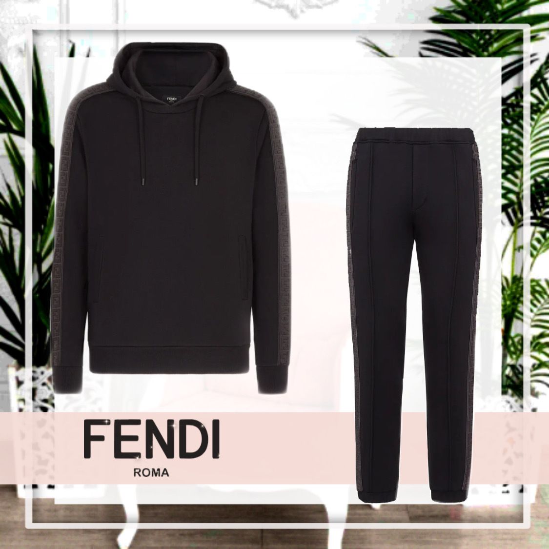 FENDI* セットアップ パーカー ジャージー ロゴ入り フード (FENDI