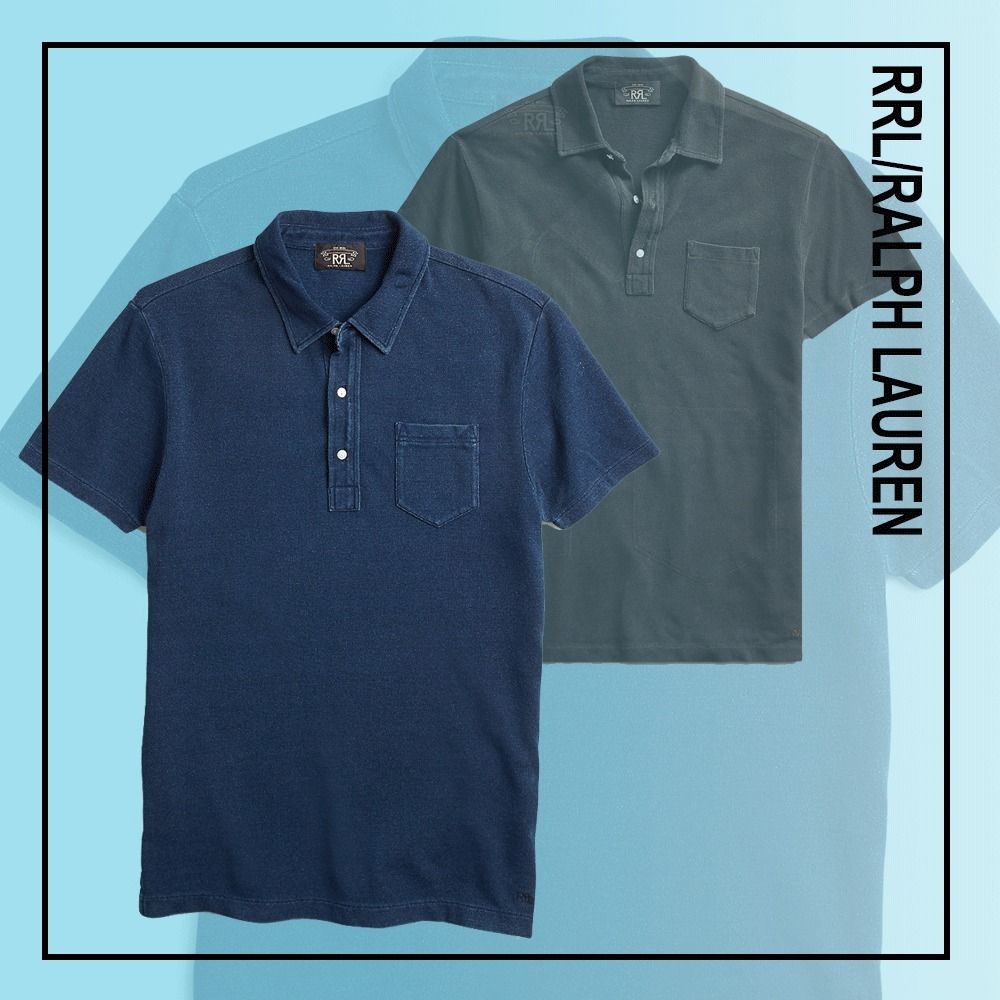 RRL☆インディゴ コットン半袖ポロシャツ (RRL/ポロシャツ) 64254579 RRL☆インディゴ コットン半袖ポロシャツ (RRL/ポロシャツ) 64254579