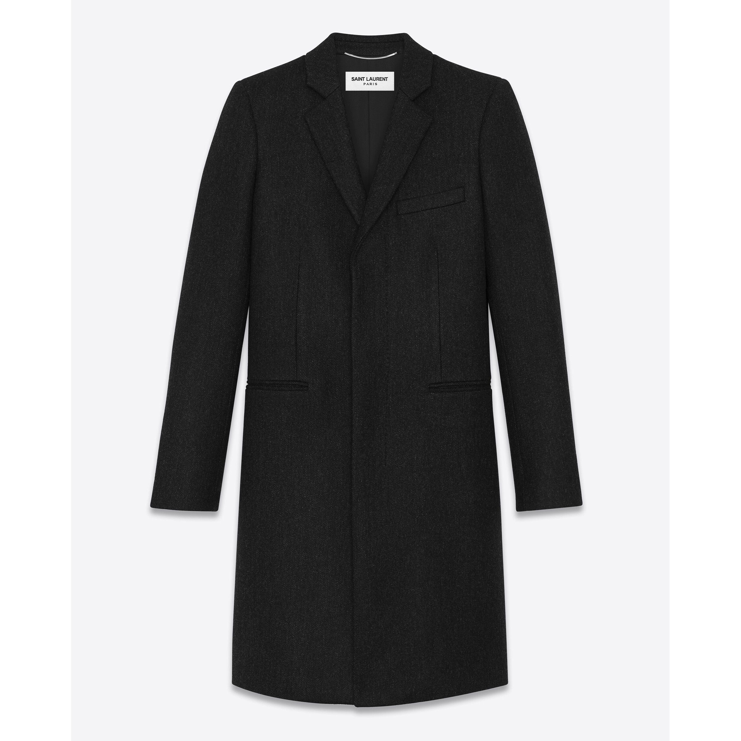 Saint Laurent ウール チェスターフィールドコート ブラック Saint Laurent ウール チェスターフィールドコート ブラック