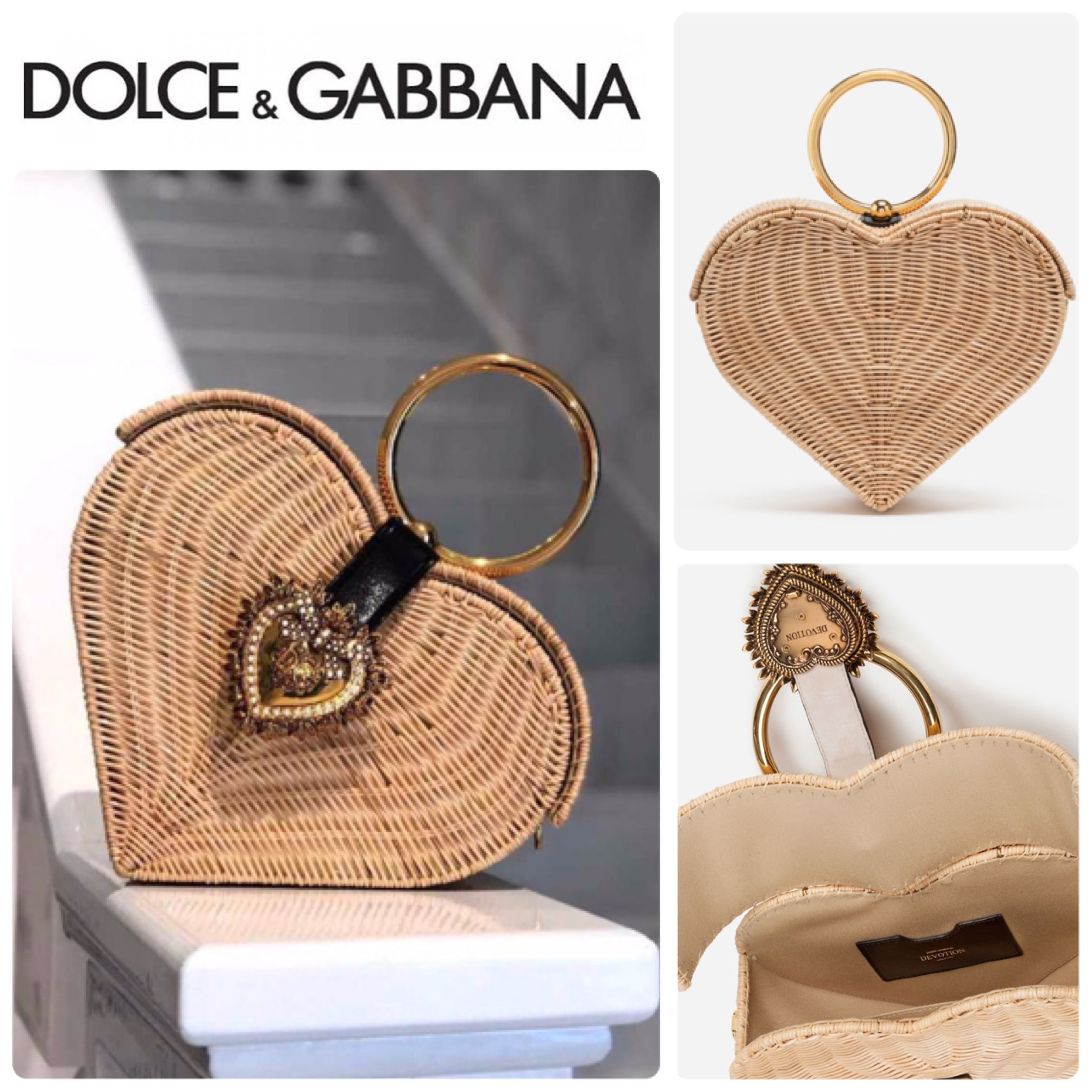 DOLCE&GABBANA Devotion バッグ ラタン ハート ベージュ (Dolce DOLCE&GABBANA Devotion バッグ ラタン ハート ベージュ (Dolce