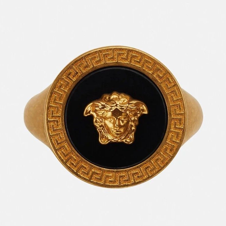 VERSACE レジン メデューサ グレカモチーフ リング ゴールド (VERSACE