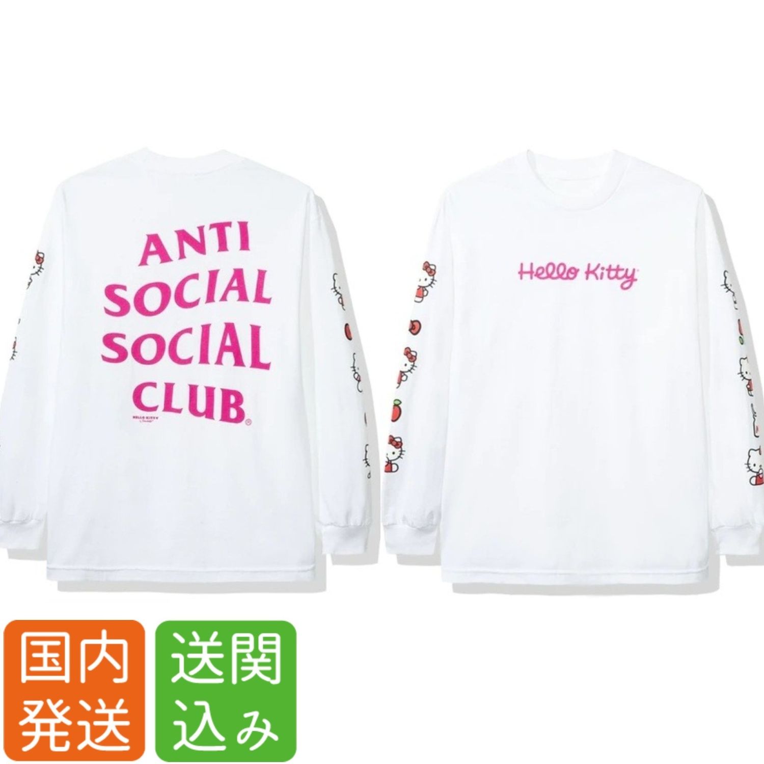 送関込 ハローキティ X Assc 袖イラスト 長袖tシャツ ロンｔ Anti Social Social Club パーカー フーディ Buyma