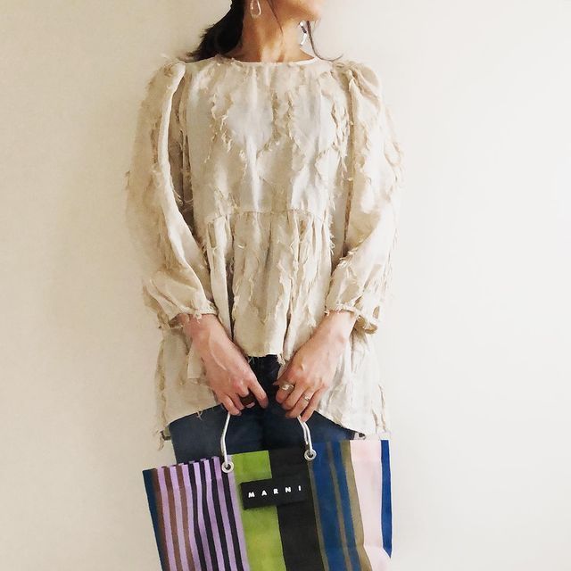MARNI FLOWER CAFE】 フラワーカフェ ストライプバッグ ミニ (MARNI MARNI FLOWER CAFE】 フラワーカフェ ストライプバッグ ミニ (MARNI