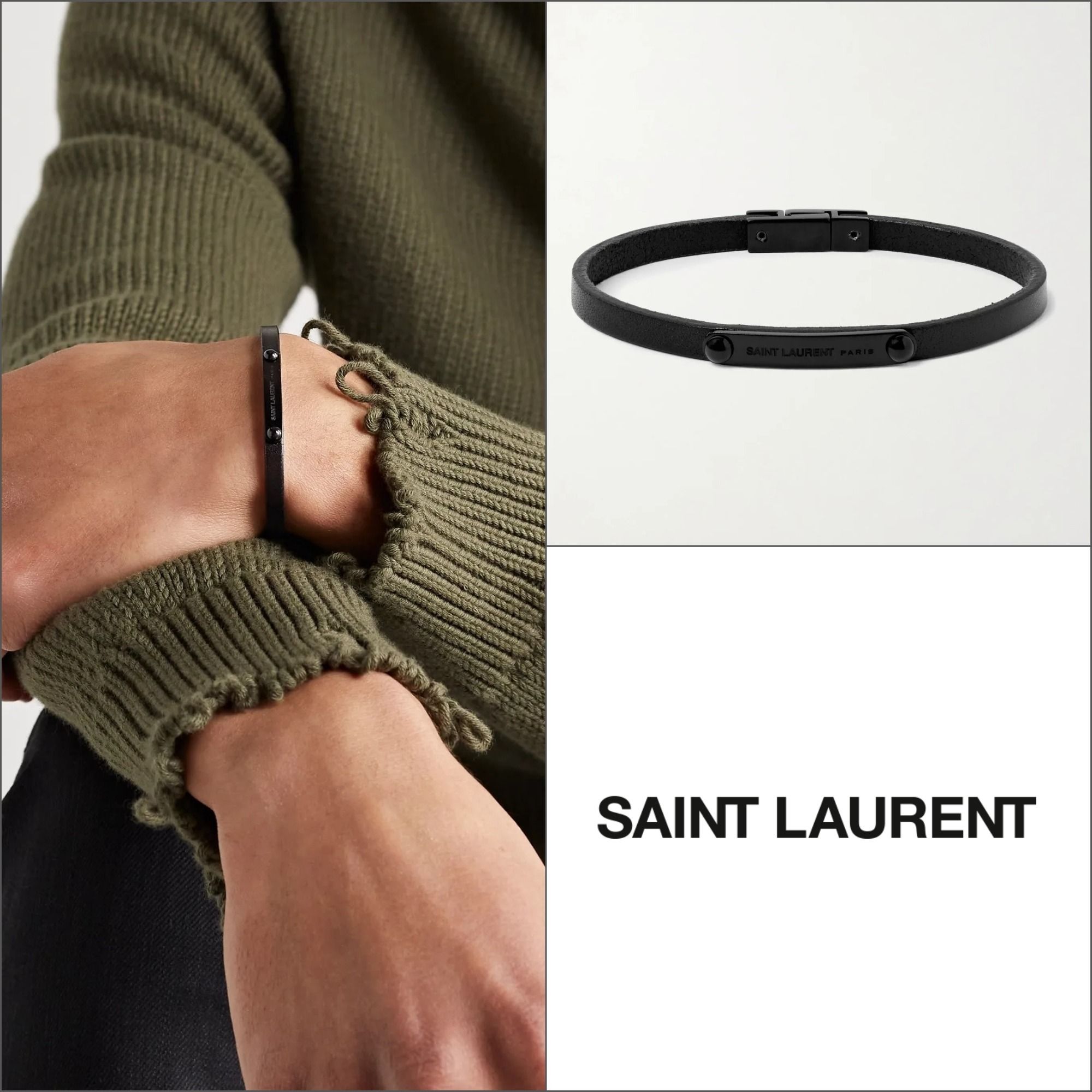 SAINT LAURENT】IDプレート レザーブレスレット '関税込み' (Saint ...
