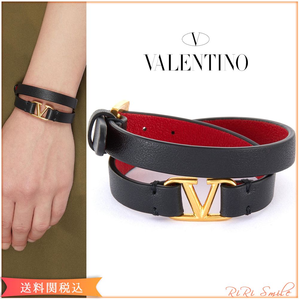VALENTINO VLOGO Vロゴ レザー ダブル ブレスレット (VALENTINO VALENTINO VLOGO Vロゴ レザー ダブル ブレスレット (VALENTINO