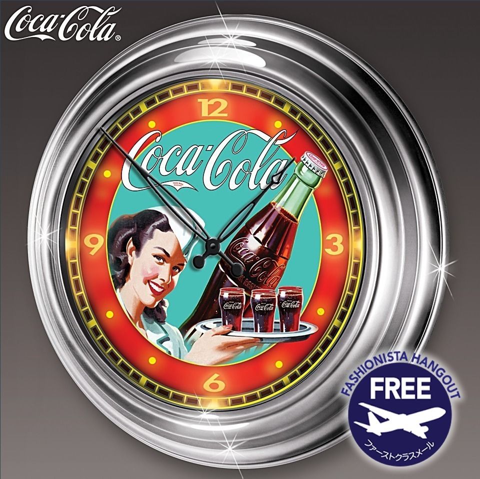 COCA-COLA コカコーラ 暗くなるとライトアップする壁時計 (時計 ショッピング卸し売り コカコーラ 壁掛け時計 その他