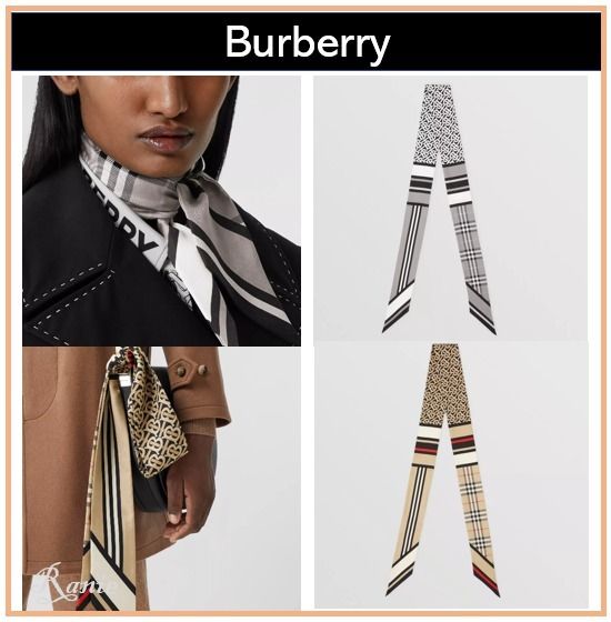 Burberry】Montage Print Silk Skinny Scarf◇スカーフ (Burberry 買取安い店 BURBERRYスカーフ バンダナ/スカーフ