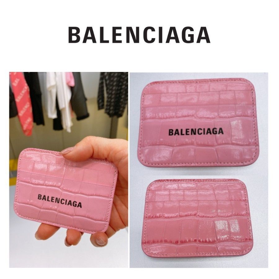 関税込☆BALENCIAGA☆クロコ型押しカードケース (BALENCIAGA/カード 直売オンラインストア カードケース バレンシアガ BALENCIAGA クロコ ピンク レザー 名刺入れ/定期入れ