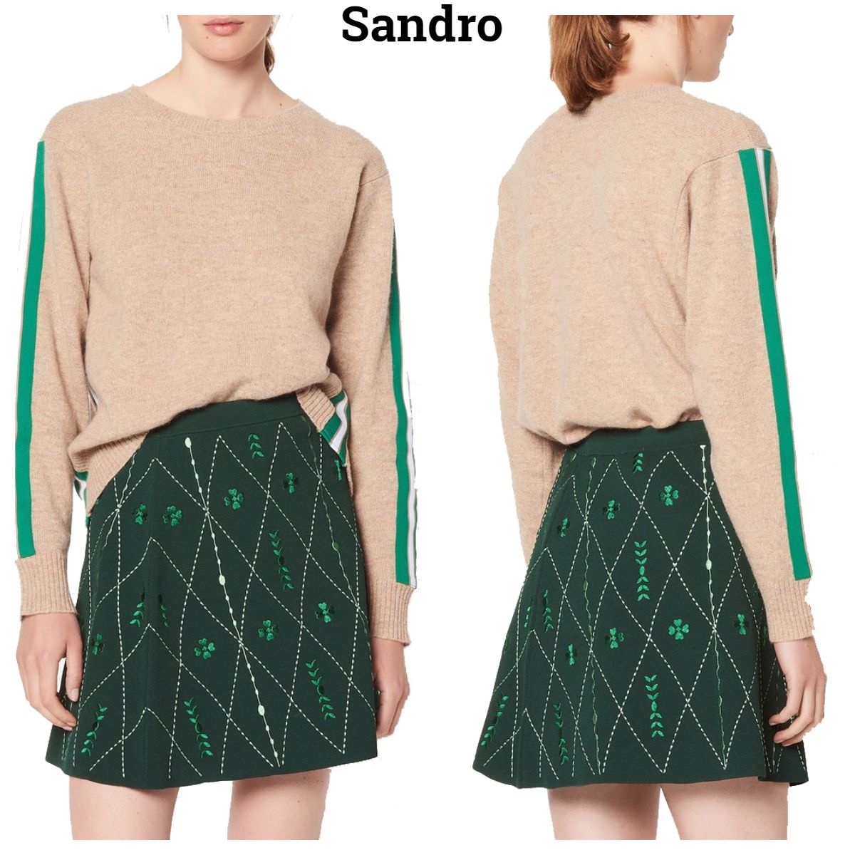 sandro】ダミアンボタニカルエンブロイダリースカート (sandro sandro】ダミアンボタニカルエンブロイダリースカート (sandro