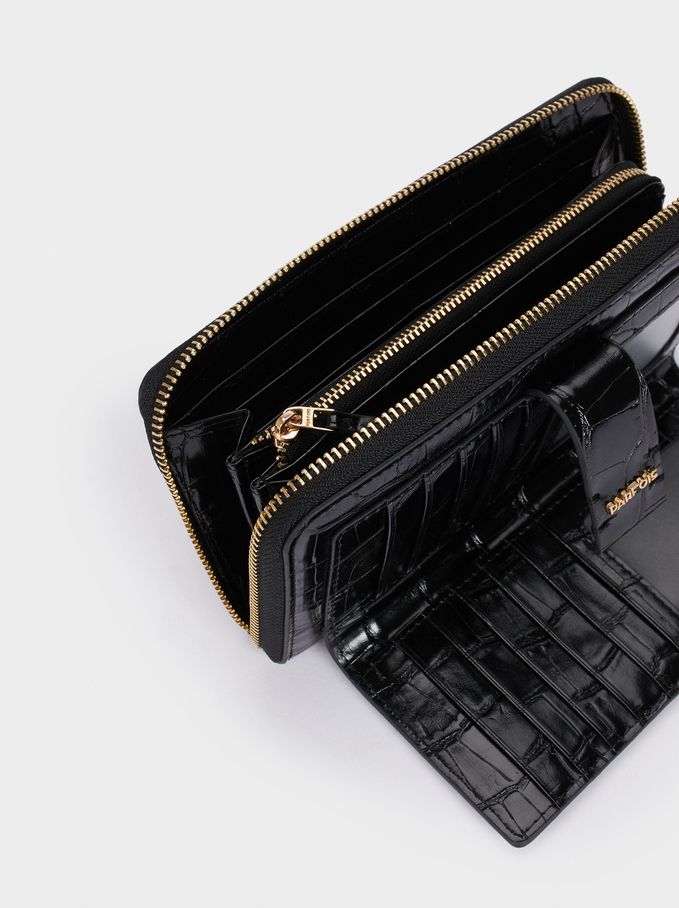 ポルトガルParfois★モダンなクロコ柄長財布 お洒落リング★2色 ポルトガルParfois☆たっぷり収納 クロコ柄モダンな長財布☆2色