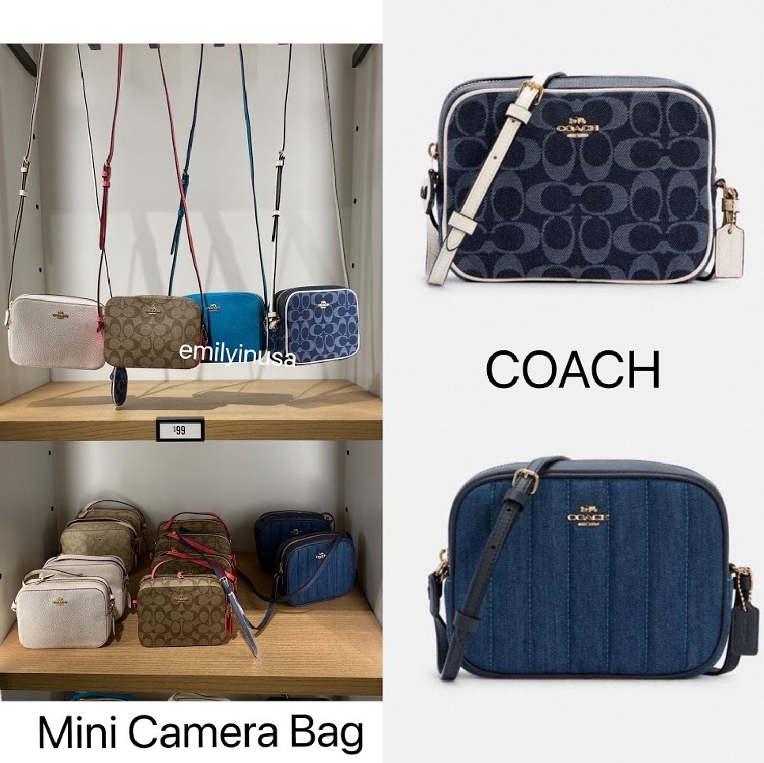 大人気 Coach Mini Camera Bag ショルダー デニム 限定販売 Coach ショルダーバッグ ポシェット C2937 C2938 Buyma