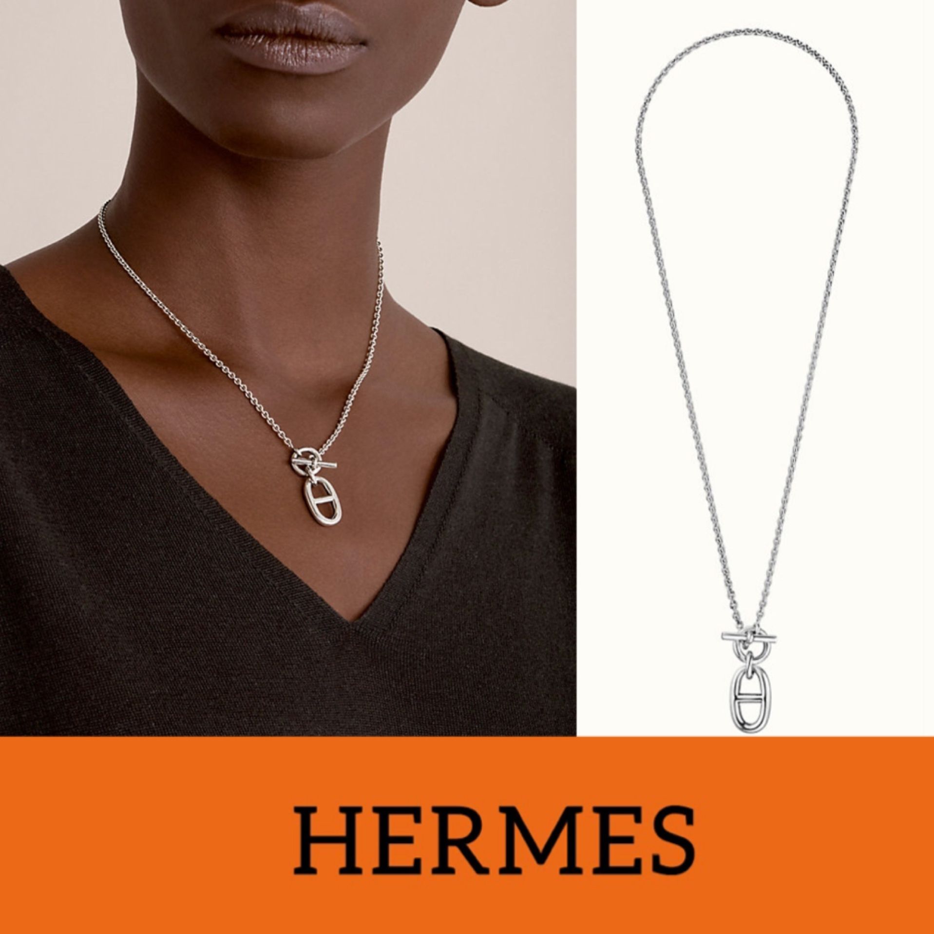 人気】HERMES エルメス☆シェーヌダンクル シルバーネックレス (HERMES