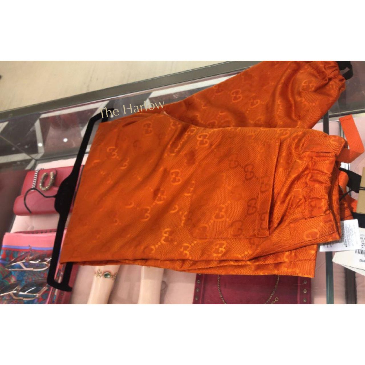 GUCCI パンツ ボトムス GG オレンジ モノグラム 新作 男 プレタ