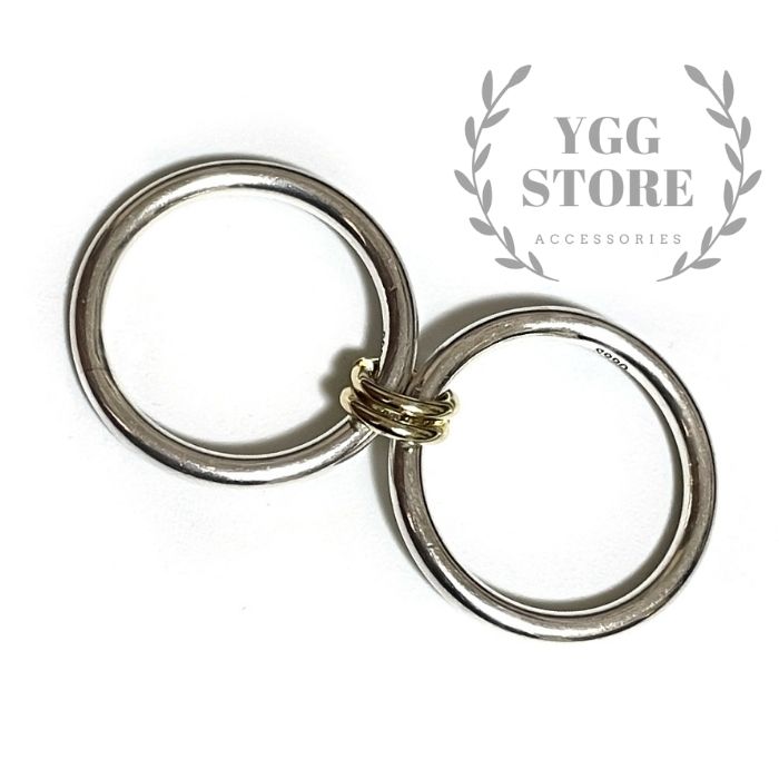 YGG★2連 リング 指輪 シルバー990 17号 多重 銀×金 2カラー YGG☆2連 リング 指輪 シルバー990 17号 多重 銀×金 2カラー