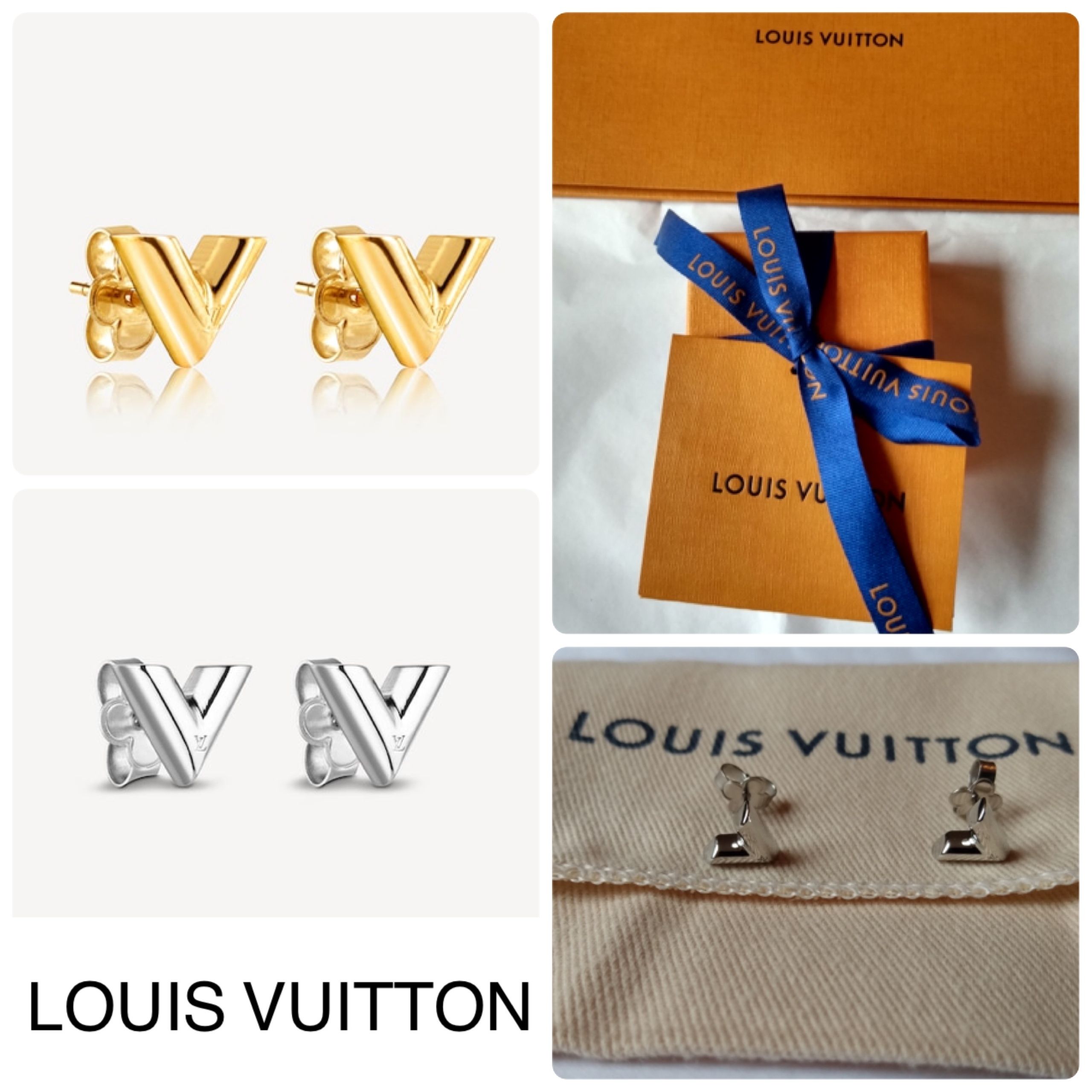 Louis Vuitton】ESSENTIAL エッセンシャル V スタッズ ピアス (Louis 直売直送 VUITTONエッセンシャルピアス LOUIS ピアス(両耳用)