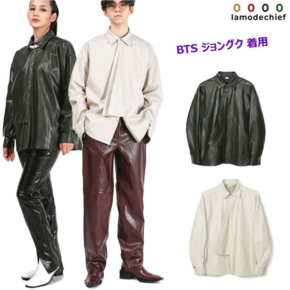 ◇LAMODECHIEF◇BTSジョングク着用 ECO LEATHER OVERSIZED SHIRT ◇LAMODECHIEF◇BTSジョングク着用 ECO LEATHER OVERSIZED SHIRT