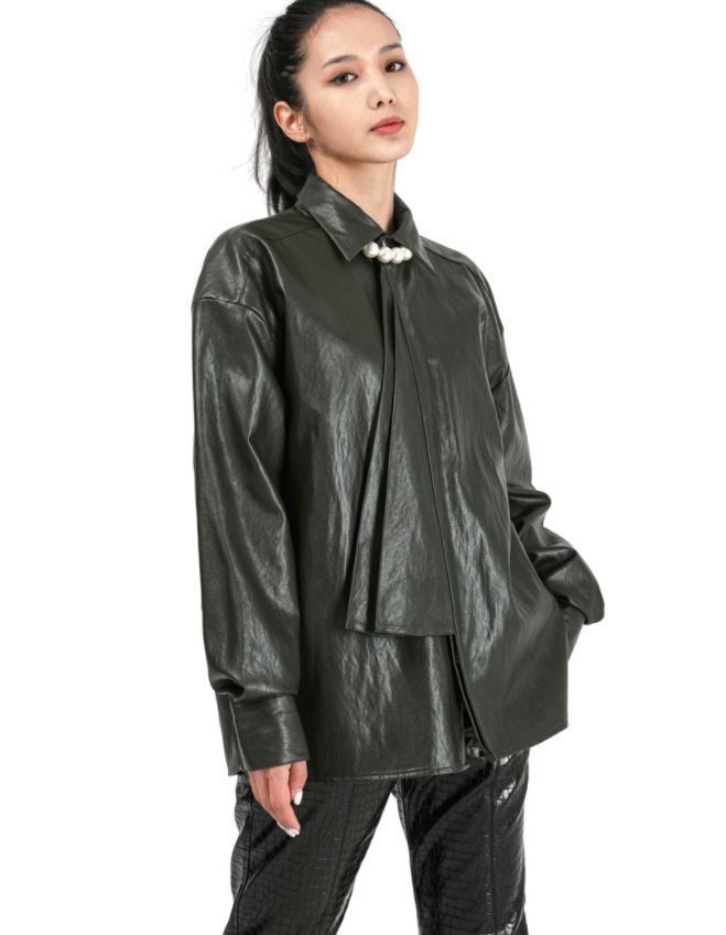 ◇LAMODECHIEF◇BTSジョングク着用 ECO LEATHER OVERSIZED SHIRT ◇LAMODECHIEF◇BTSジョングク着用 ECO LEATHER OVERSIZED SHIRT