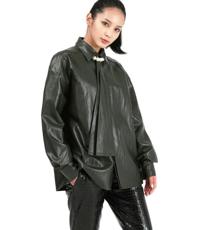 ◇LAMODECHIEF◇BTSジョングク着用 ECO LEATHER OVERSIZED SHIRT ◇LAMODECHIEF◇BTSジョングク着用 ECO LEATHER OVERSIZED SHIRT