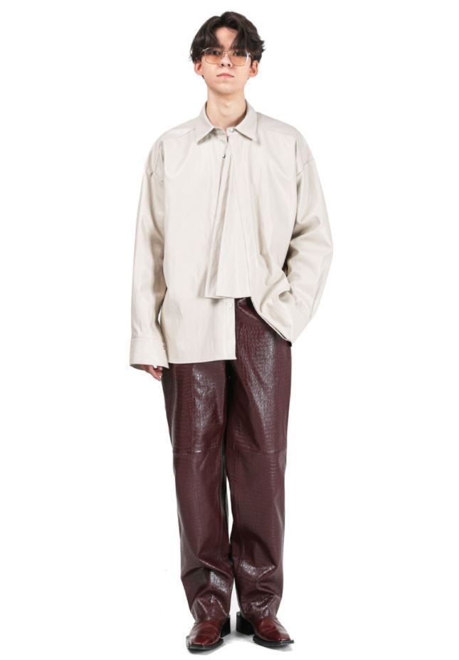 ◇LAMODECHIEF◇BTSジョングク着用 ECO LEATHER OVERSIZED SHIRT ◇LAMODECHIEF◇BTSジョングク着用 ECO LEATHER OVERSIZED SHIRT