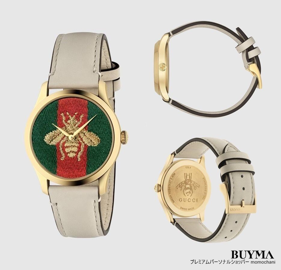 グッチ】G-Timeless レザーベルトビーウォッチ☆38mm*584154 (GUCCI