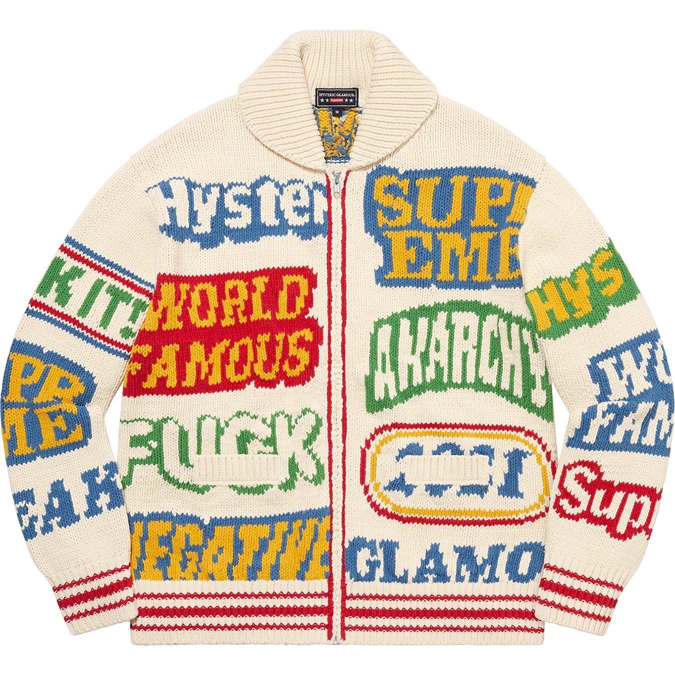 SS21 Supreme HYSTERIC GLAMOUR Logos Zip Up Sweater セーター ...