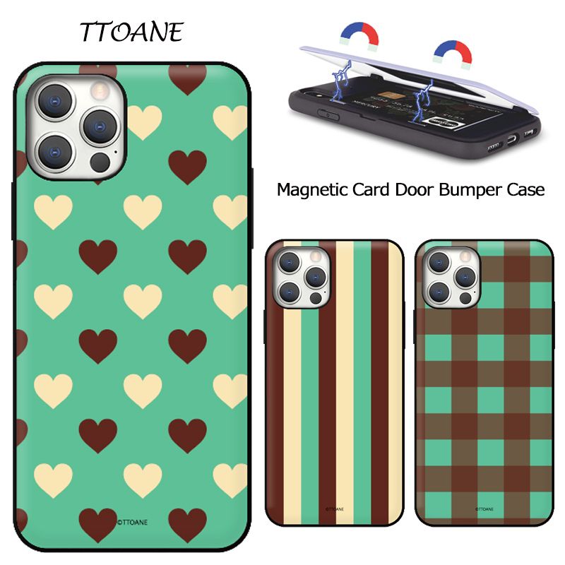 チョコミント スマホケース カード収納 ミラーバンパー 韓国 136