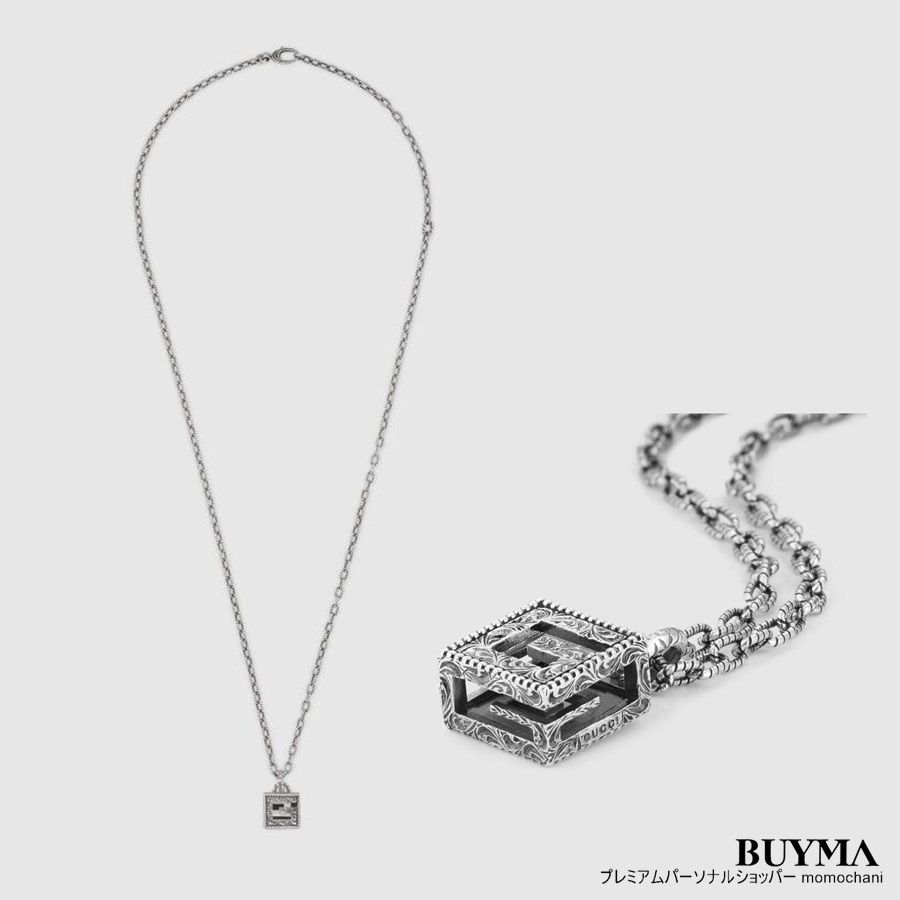 グッチ】スクエアGロゴトップクロスシルバーネックレス*552768 (GUCCI グッチ】スクエアGロゴトップクロスシルバーネックレス*552768 (GUCCI