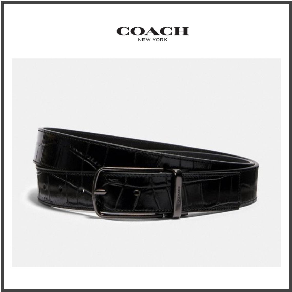COACH/リバーシブル クロコダイル柄 レザー ベルト/ 32mm (Coach COACH/リバーシブル クロコダイル柄 レザー ベルト/ 32mm (Coach
