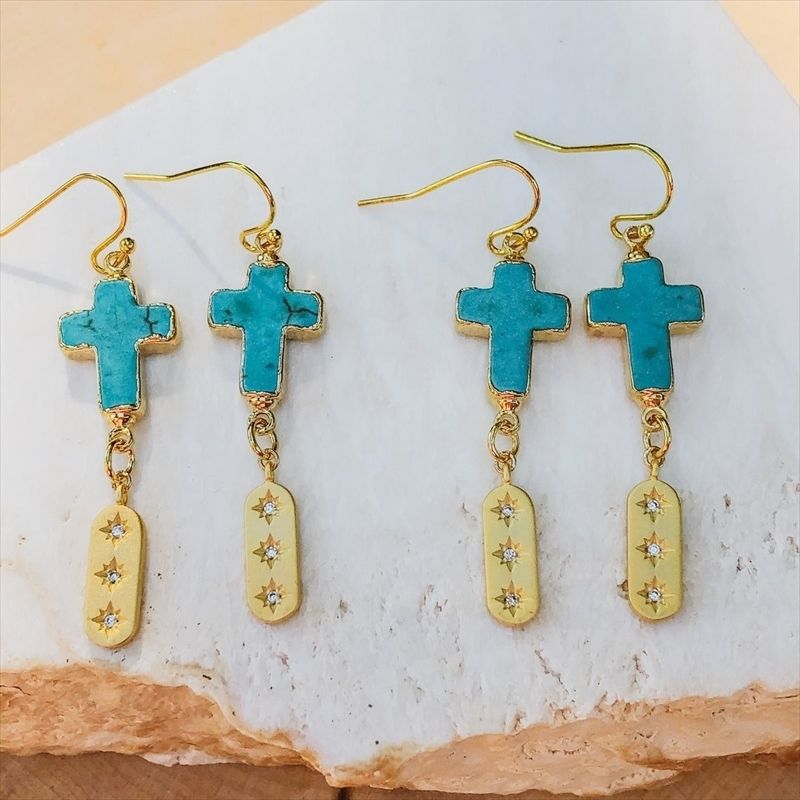 ターコイズ Turquoise STARLIGHT CROSS ピアス☆Luxdivine #1031 (Lux ...