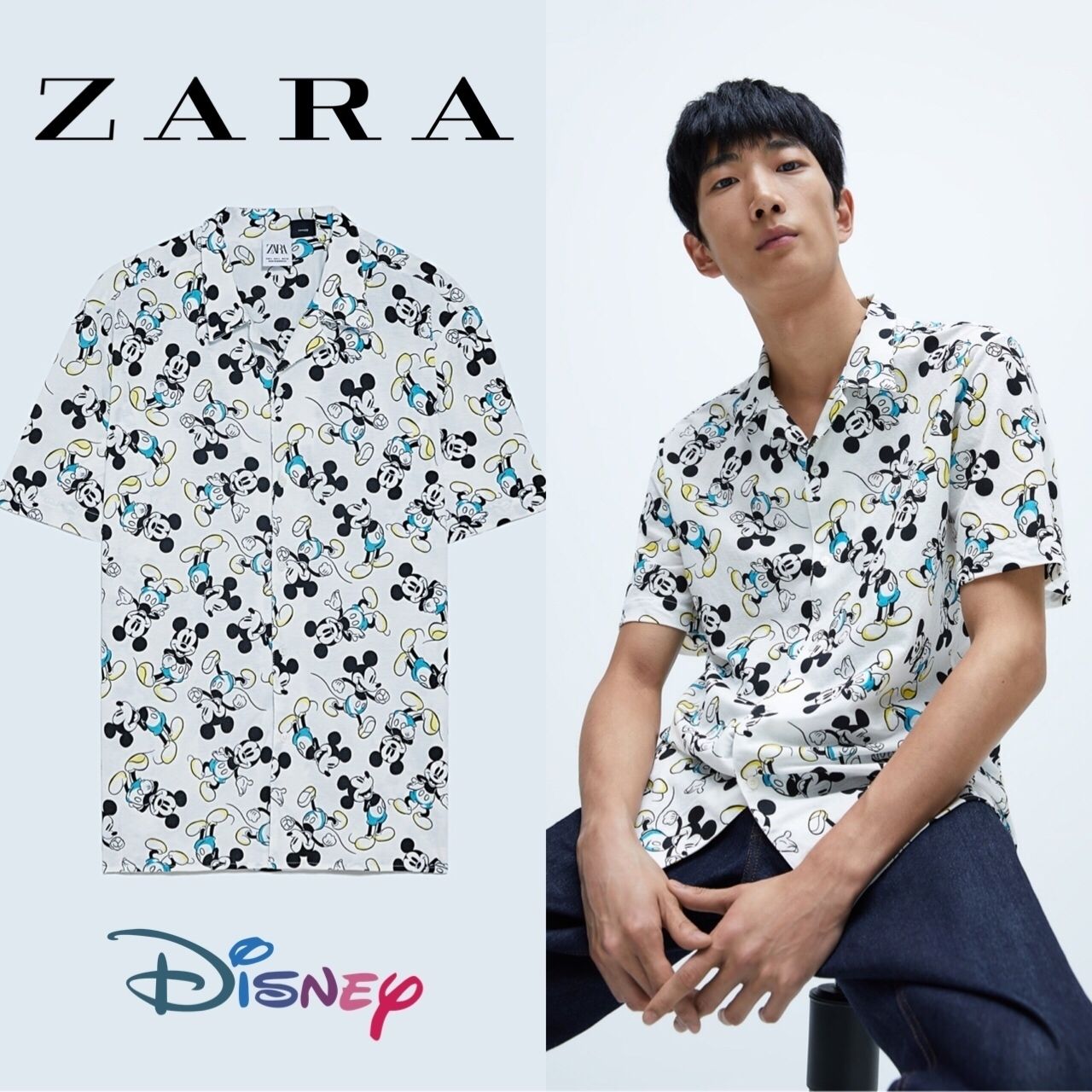 ZARA☆国内完売！Disney♪ミッキーマウスプリントシャツ Sサイズ