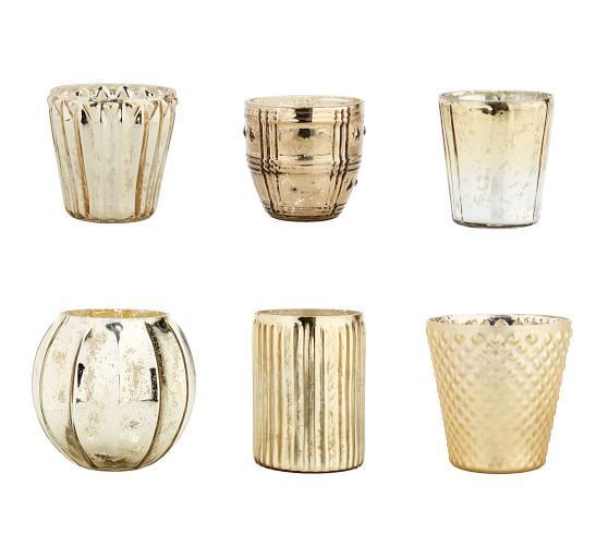Pottery Barn 映えます☆キャンドルホルダー ゴールド 6個セット ...