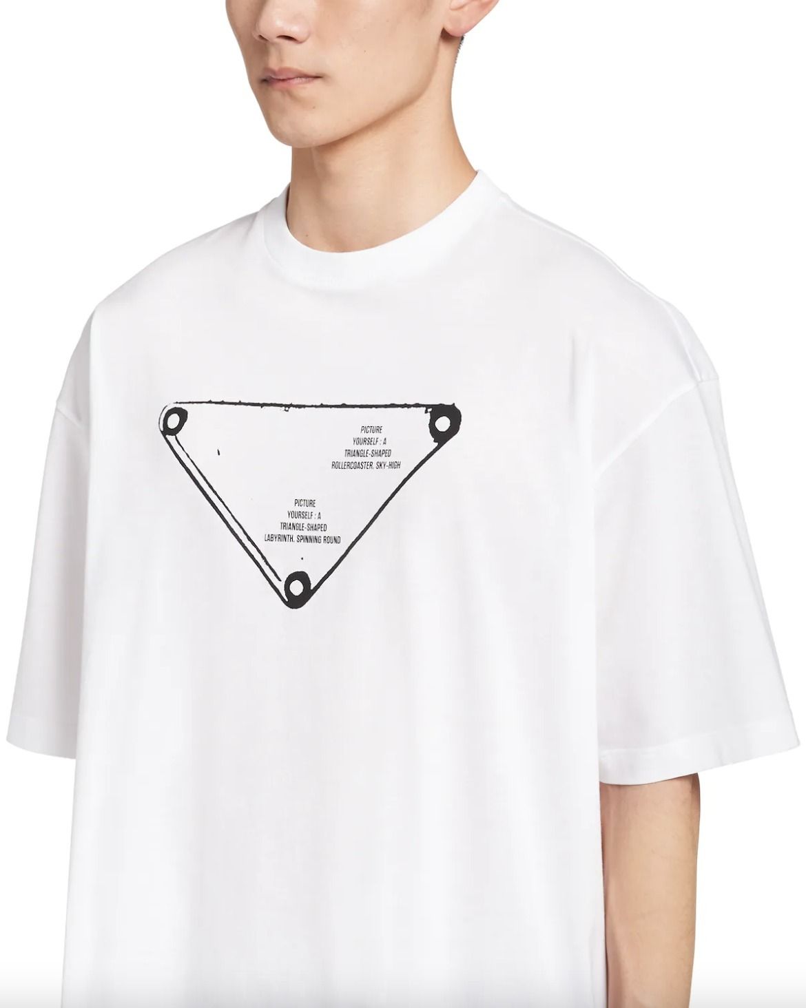 PRADA トライアングルロゴ プリント コットンTシャツ 直営店買付 ...