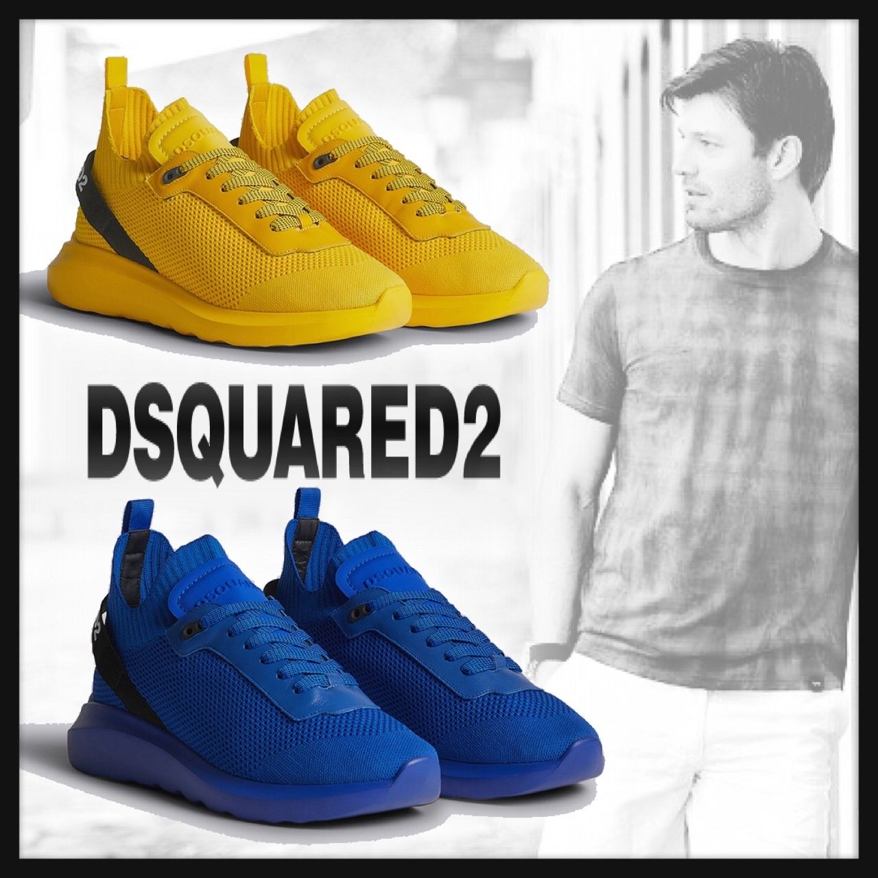 ◇DSQUARED2◇ ポリエステル製ロゴ入りスピードスタースニーカー (D ◇DSQUARED2◇ ポリエステル製ロゴ入りスピードスタースニーカー (D