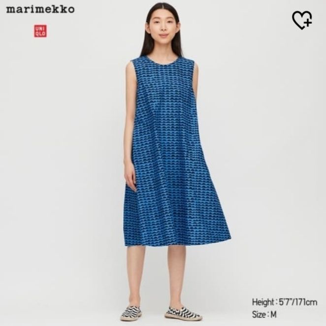 新品 Mサイズ☆ユニクロ×マリメッコ Vネックフレアワンピース