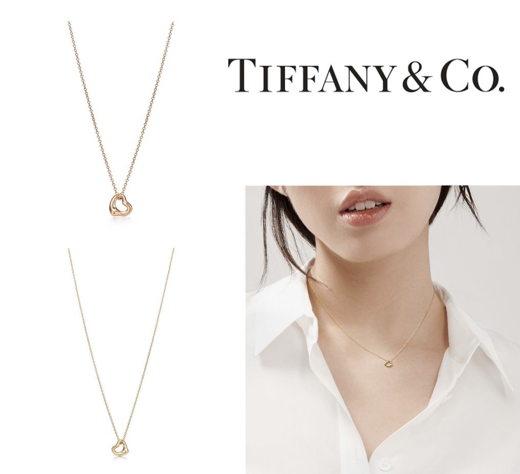 韓国 ファッション通販 期間限定値引】Tiffany箱＆袋付11mmYGオープンハートペンダント アクセサリー