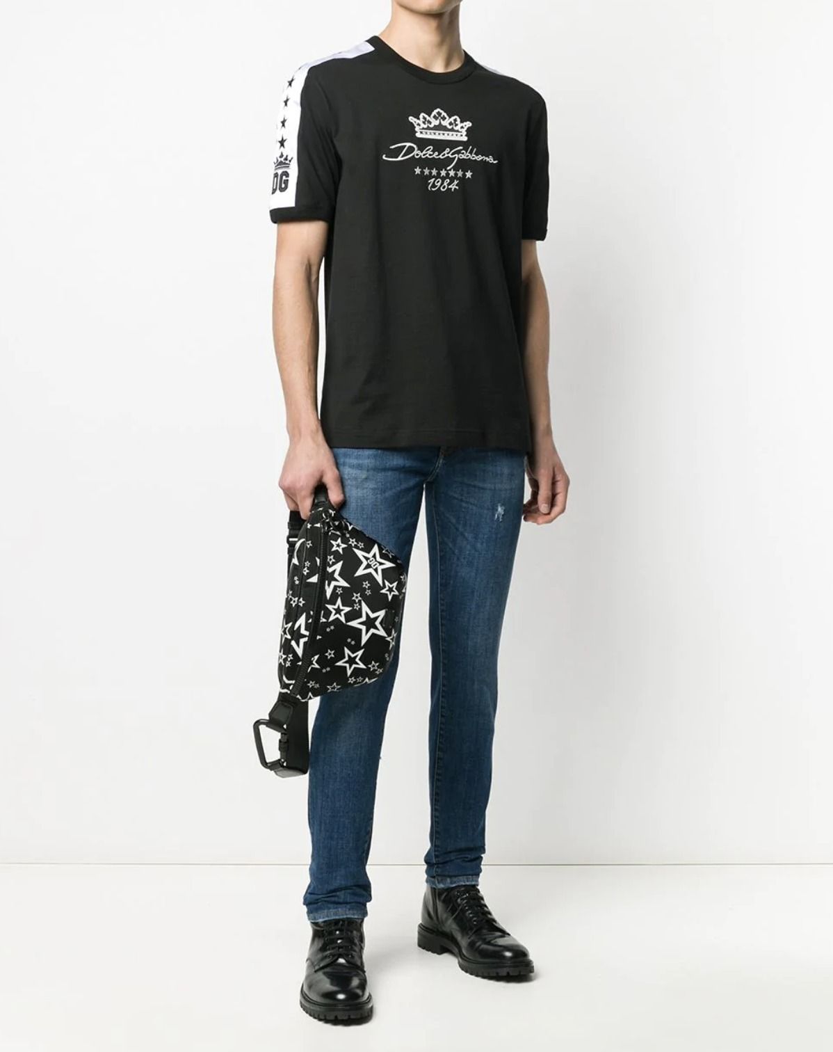 DOLCE&GABBANA ドルガバ スター&王冠プリント コットン Tシャツ (Dolce DOLCE&GABBANA ドルガバ スター&王冠プリント コットン Tシャツ (Dolce